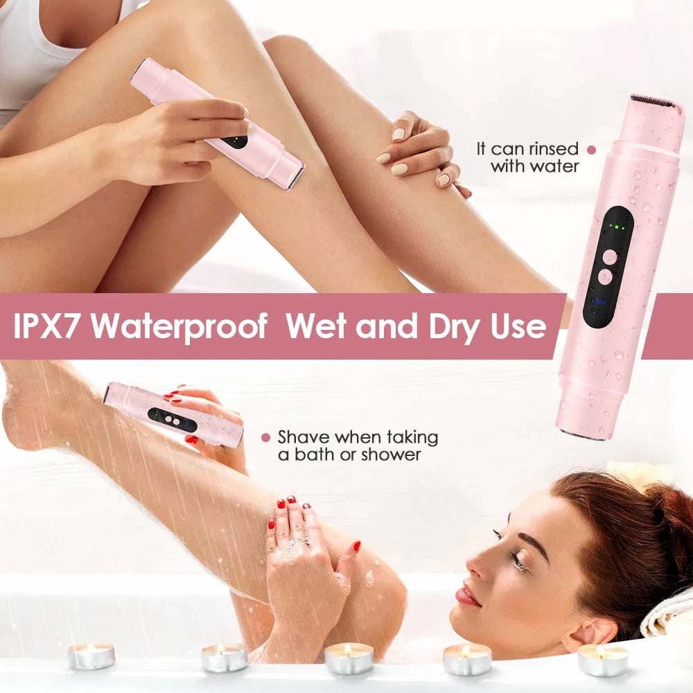 2-in-1 Dual-Head Electric Razor Woman Painless Epilator Leg Bikini Body Hair Trimmer for Women Facial Epilator Hair Remover