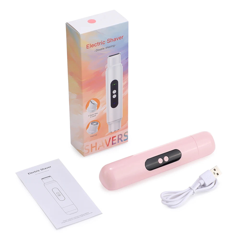 2-in-1 Dual-Head Electric Razor Woman Painless Epilator Leg Bikini Body Hair Trimmer for Women Facial Epilator Hair Remover