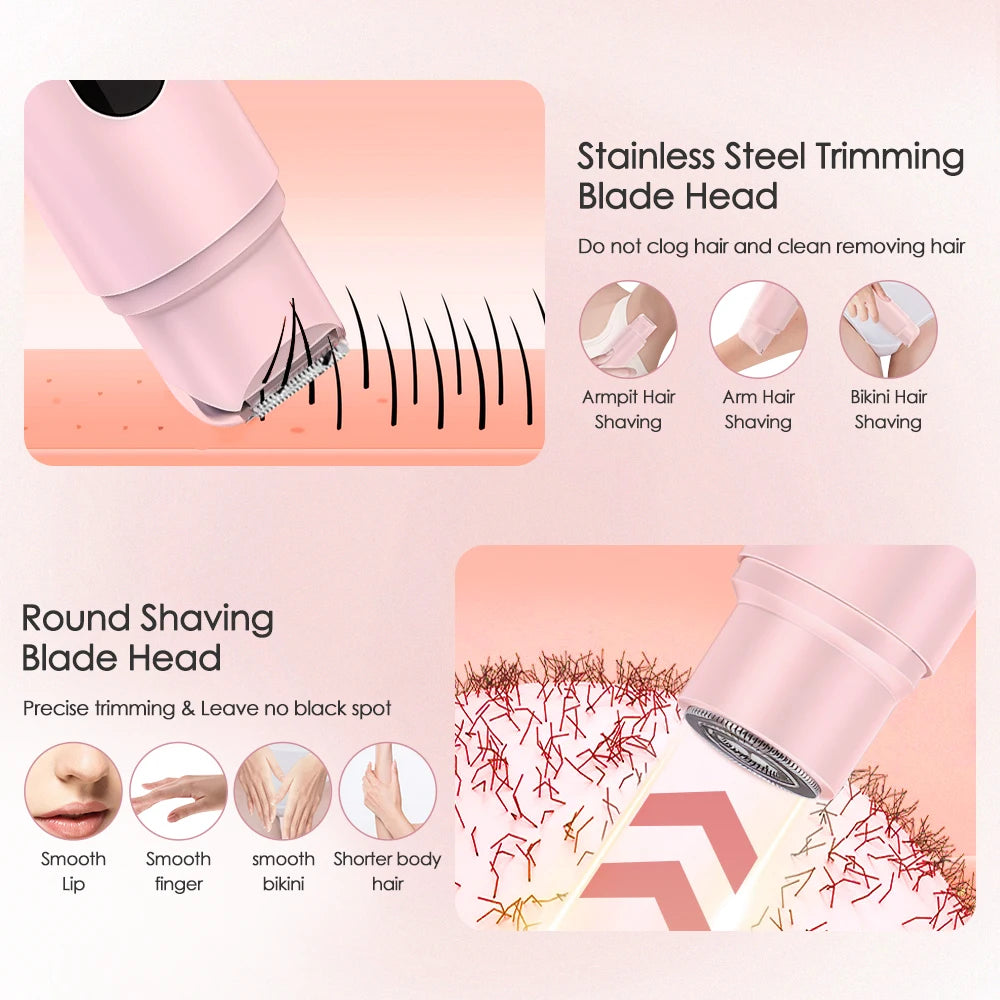2-in-1 Dual-Head Electric Razor Woman Painless Epilator Leg Bikini Body Hair Trimmer for Women Facial Epilator Hair Remover