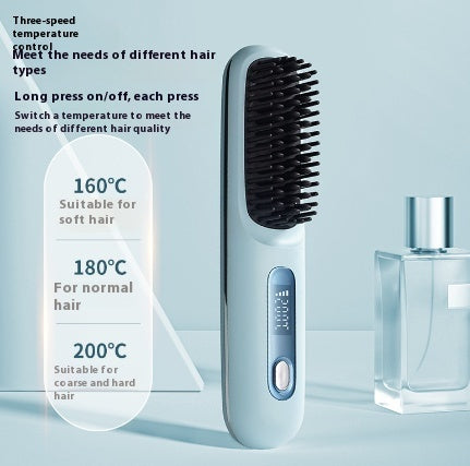 Peigne à cheveux lisses 2 en 1, brosse lissante sans fil, chauffage rapide, boucleur chauffant portable, chargement USB