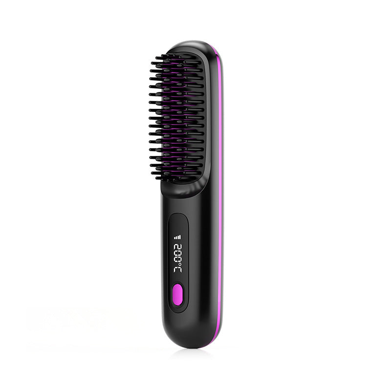 Peigne à cheveux lisses 2 en 1, brosse lissante sans fil, chauffage rapide, boucleur chauffant portable, chargement USB